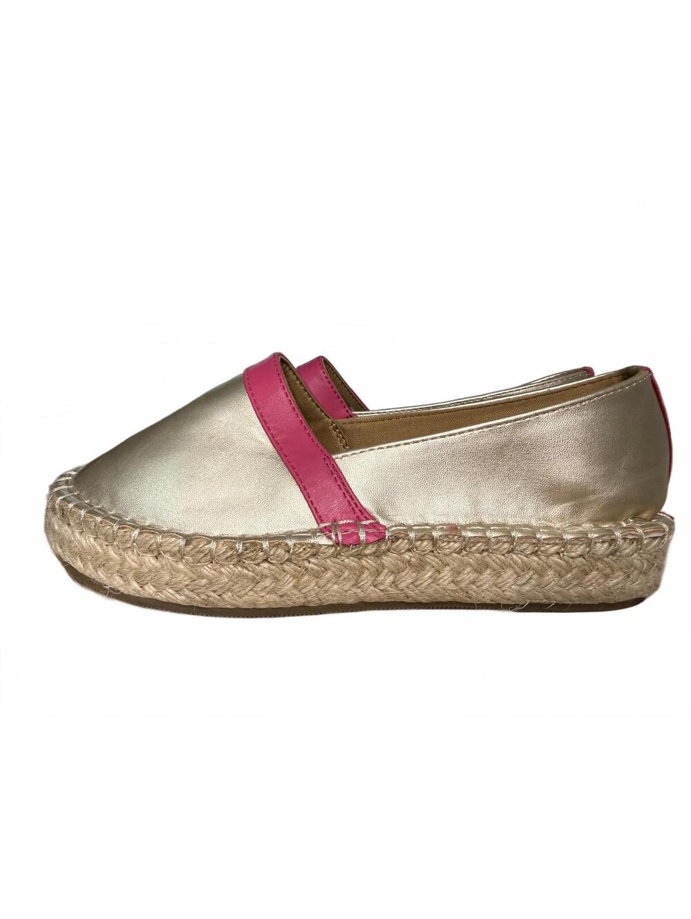 Women's Michelle McDowell Metallic Gold and Pink Espadrille Platform Shoes